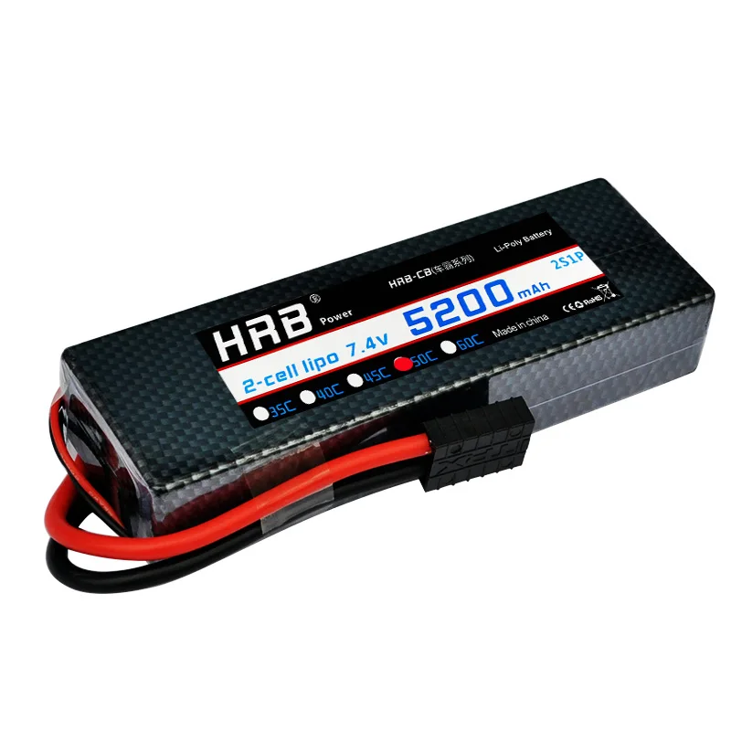 Hrb RC Lipo 2 S Аккумулятор 7 4 В 5200 мАч 50C MAX 100C жесткий чехол Bateria для вертолета лодки
