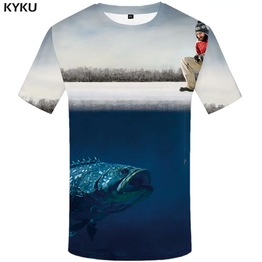 3d t shirt 01 KYKU Fish Мужская 3D футболка, хип-хоп футболка, рыбак, тропический принт, футболка, Забавные футболки, летние, Fishinger Animal, мужская одежда - Цвет: 3d t shirt 01