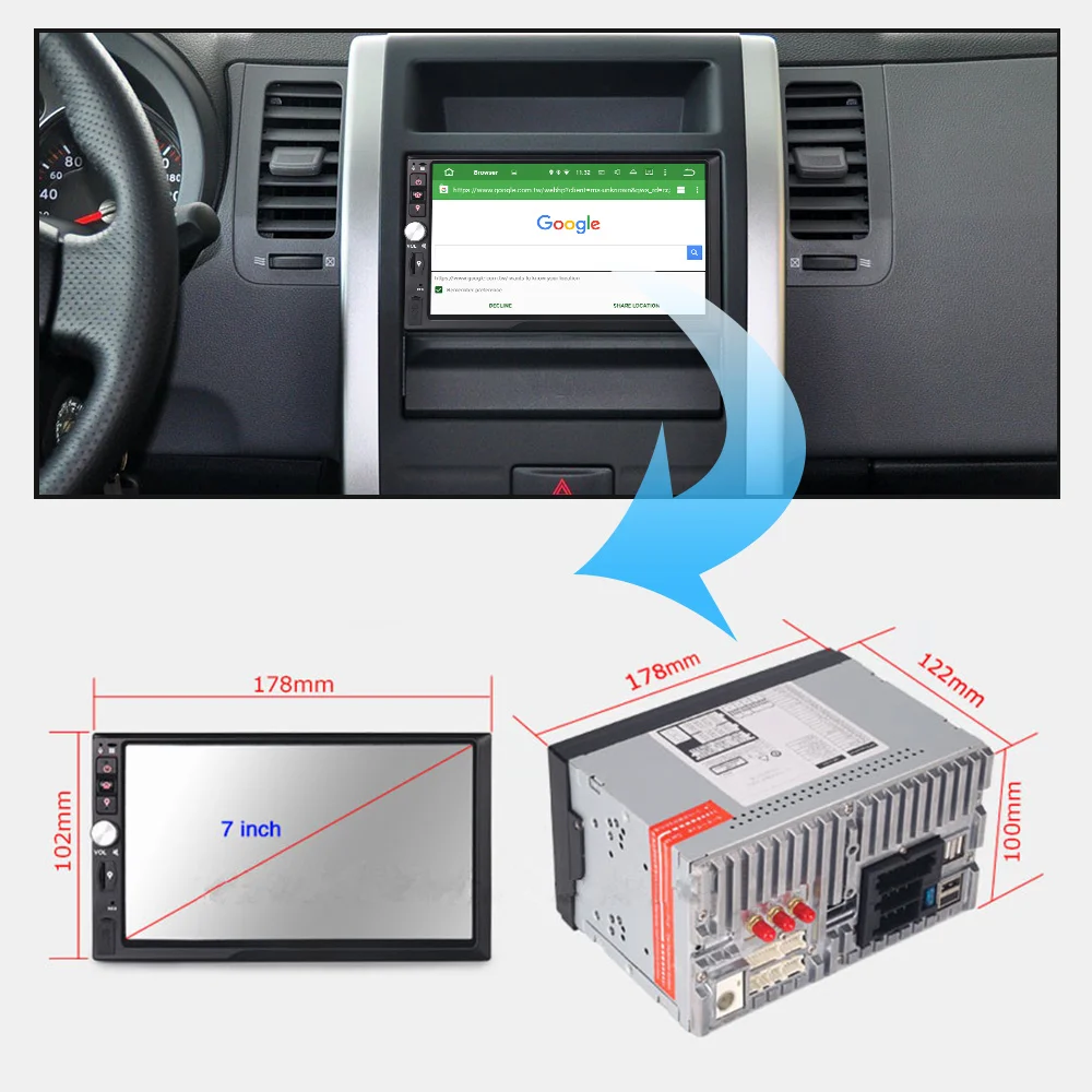 Eunavi 2 Din 7 ''четырехъядерный Android 9 0 2G ram автомобильный радиоприемник стерео gps