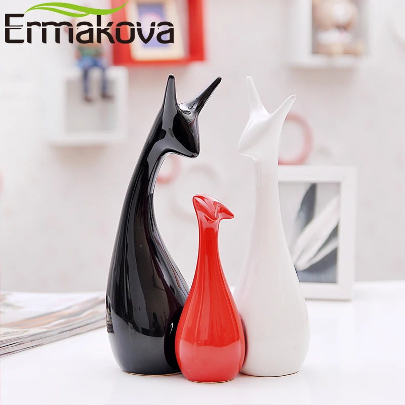 ERMAKOVA 3 шт./компл. керамическая семейная фигурка оленя фарфоровая статуя животного