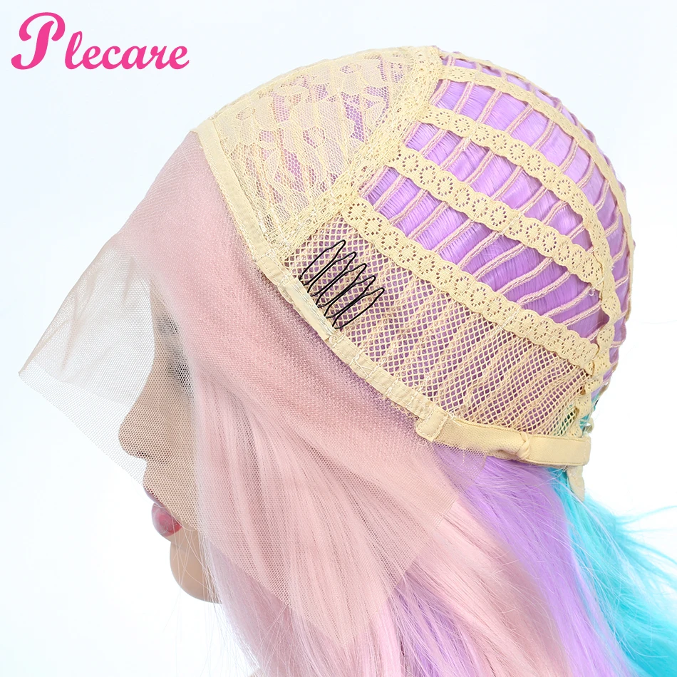 Plecare Ombre Длинные цветные синтетические волосы парик Pruiken прямые кружевные