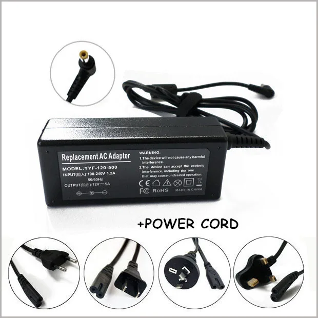 12V 5A AC адаптер Зарядное устройство для BenQ ЖК мониторов FP2081 FP450 FP547 FP553|ac adapter charger|ac