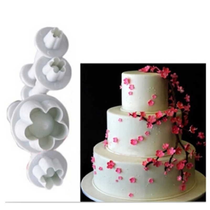 4 шт./лот Плунжер для цветения сливы Фондант Формочки печенья набор инструментов