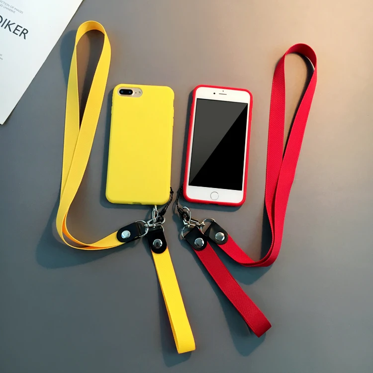 Silicone TPU phone back cover for iphone 7plus 6 6s 6plus 7 8 8plus matte plain silicone case XS MAX XR with strap |