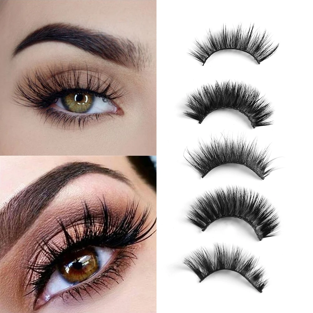 5 Pairs 3D Mink Hair False Eyelashes Thick Natural Cross Long Lashes Fluffy Fake Eye Extension Beauty Makeup Tools | Красота и