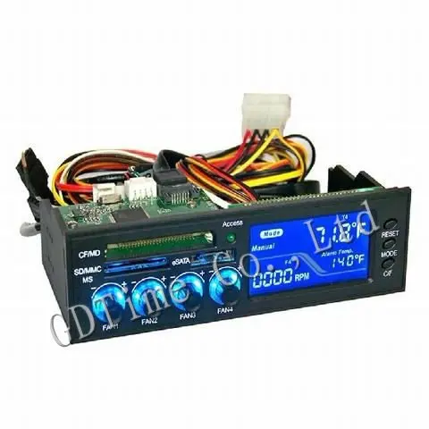 Новый 4-канальный контроллер скорости вентилятора E-SATA LCD панель для ПК CPU VGA Fan Sys Temp