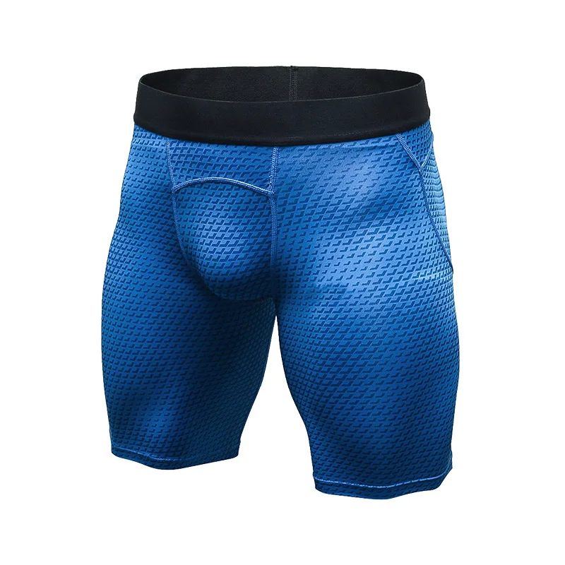 blue Лосины для бега, мужские короткие леггинсы для тренировок, спортивные колготки для фитнеса, компрессионные шорты для мужчин, для тренировок, для спортзала, для цикла, короткие штаны, черные - Цвет: blue