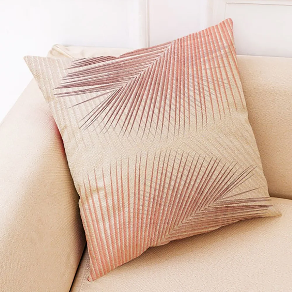 Розовый геометрический чехол для подушки с Северными мотивами желтого цвета