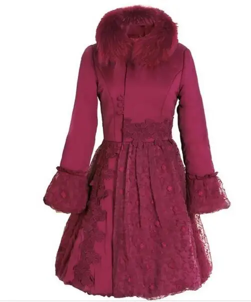 Новое поступление 2019 зимняя женская винтажная кружевная куртка с длинным