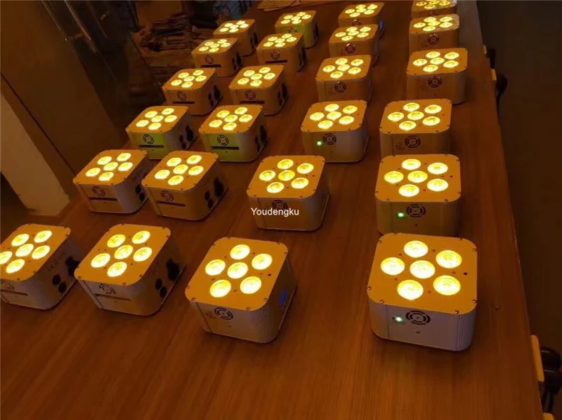 24 шт. с зарядным чехлом Аккумуляторный Dmx беспроводной Uplighting 6x18 Вт 6 в 1 UV + RGBWA wifi led