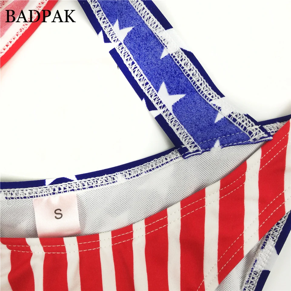Badpak флаг США купальник лоскутное ванный Комплект женский Купальники для малышек
