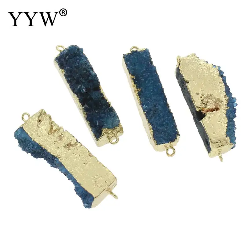 

Ice quartz natural crystal Connector Jewelry Fashion Zinc Alloy Rectangle gold color Findings Accessories for jewelry DIY Craft