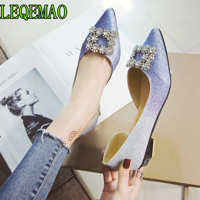 2019 балетки на плоской подошве со стразами женская обувь весна осень без шнуровки