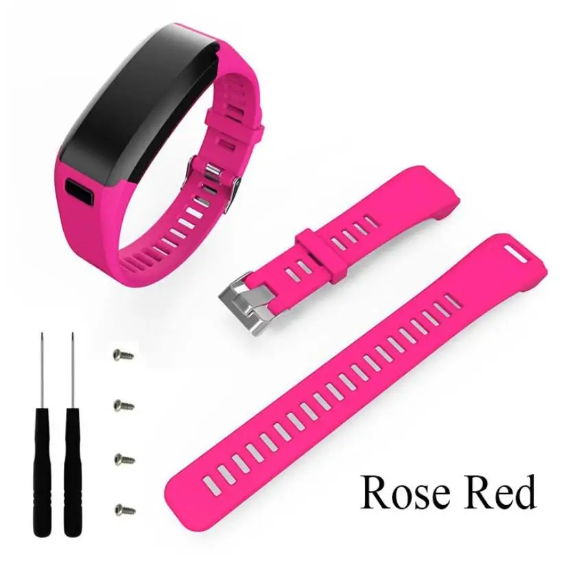 ROSE RED Для garmin VIVO Smart HR Band сменный спортивный силиконовый браслет ремешок для garmin браслет Vivosmart HR Band умный ремешок - Цвет: ROSE RED