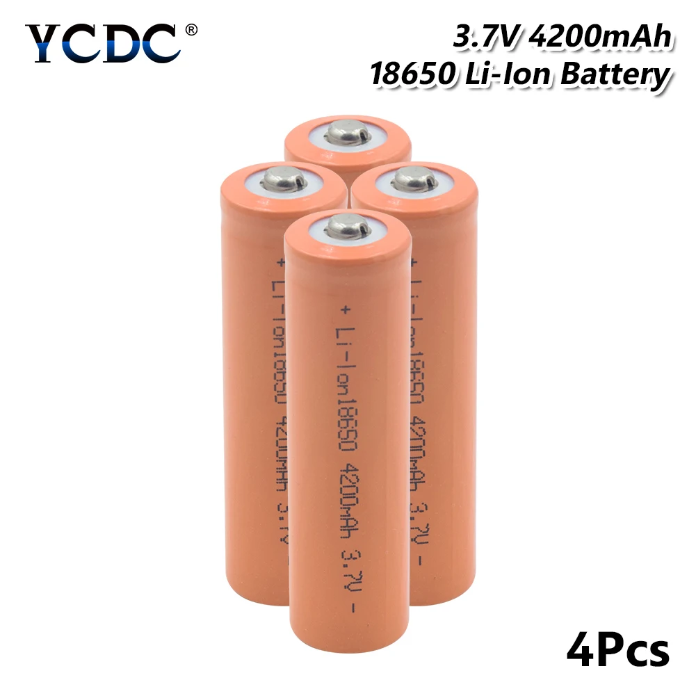 1/2/4 шт 3,7 V 18650 4200mAh литий-ионный аккумулятор перезаряжаемые литиевые батареи, Длительное Действие, 18650 Батарея для DVD ноутбук воздушная модель игрушка