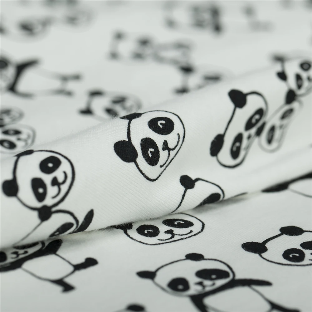 Трикотажная эластичная ткань из чистого хлопка с рисунком животных и панды