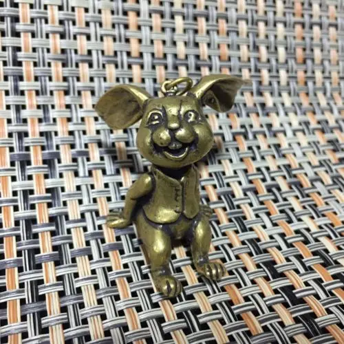 Collectable Chinese Silver Copper Handwork Carved Animal Big Ears Bugs Bunny Exquisite Small Pendant Statues | Дом и сад