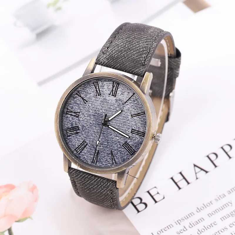 Leecnuo Women Quartz Watches Denim Dial Watch Female Luxury Wristwatch Fashion Casual for Ladies Men with Leather Strap | Наручные часы