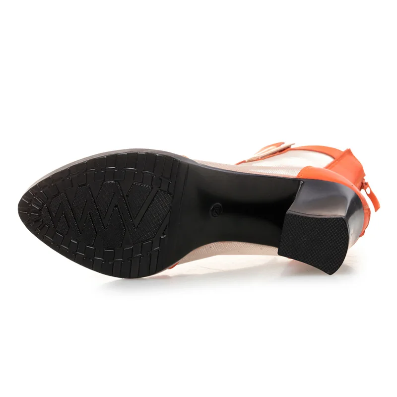 Женские сетчатые сандалии на высоком каблуке с перфорацией большие размеры 40 41