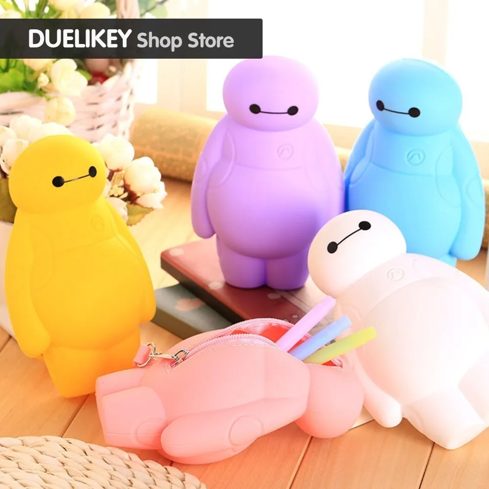 Free Shipping Silicone Big Hero Pencil Case 5 Colors Kawaii Multi-function Stationery School Supplies |
