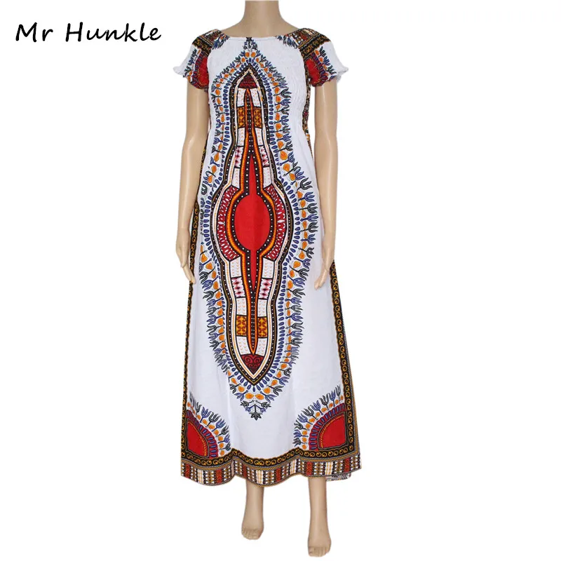 Band Mr Hunkle Vintage Women's Dashiki Dress Petal Sleeve African Print Maxi Vestidos Long Dresses For Women | Женская одежда