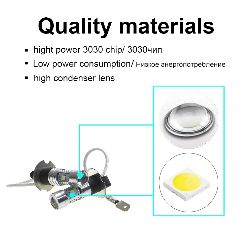 KEIN 2 шт. Супер Яркие H3 светодиодные DRL Противотуманные фары 3030 6smd дневные ходовые