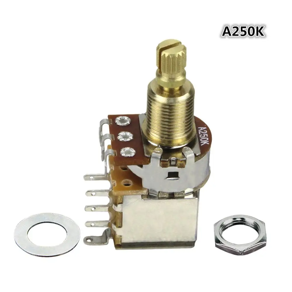 A250K FLEOR 1 шт. потенциометр для гитары Push потенциометр A250K/B250K/A500K/B500K медный длинный разделительный вал(не тянет больше - Цвет: A250K