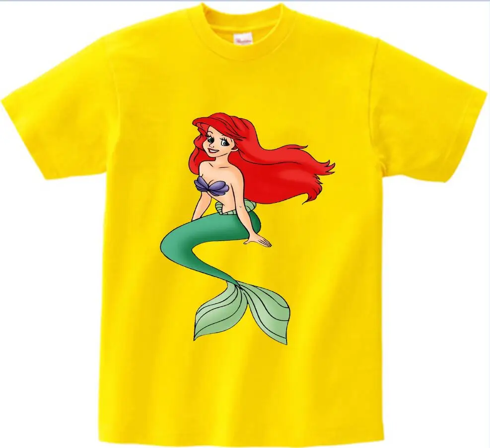 yellow childreTshirt Детская одежда с изображением русалки футболки с короткими рукавами для мальчиков и девочек, топы, футболки для малышей детская одежда футболки N - Цвет: yellow childreTshirt