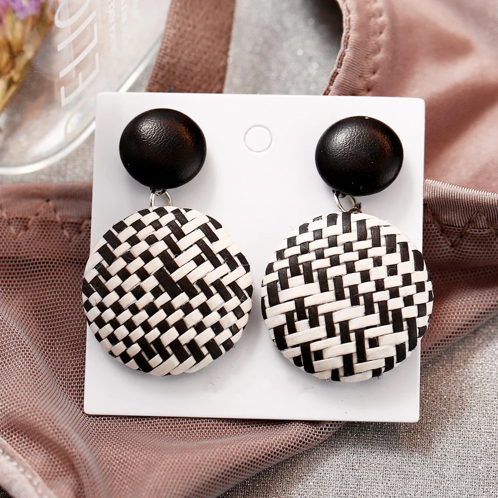 8 сезонов новые модные женские Висячие Серьги Геометрические Круглые ручной