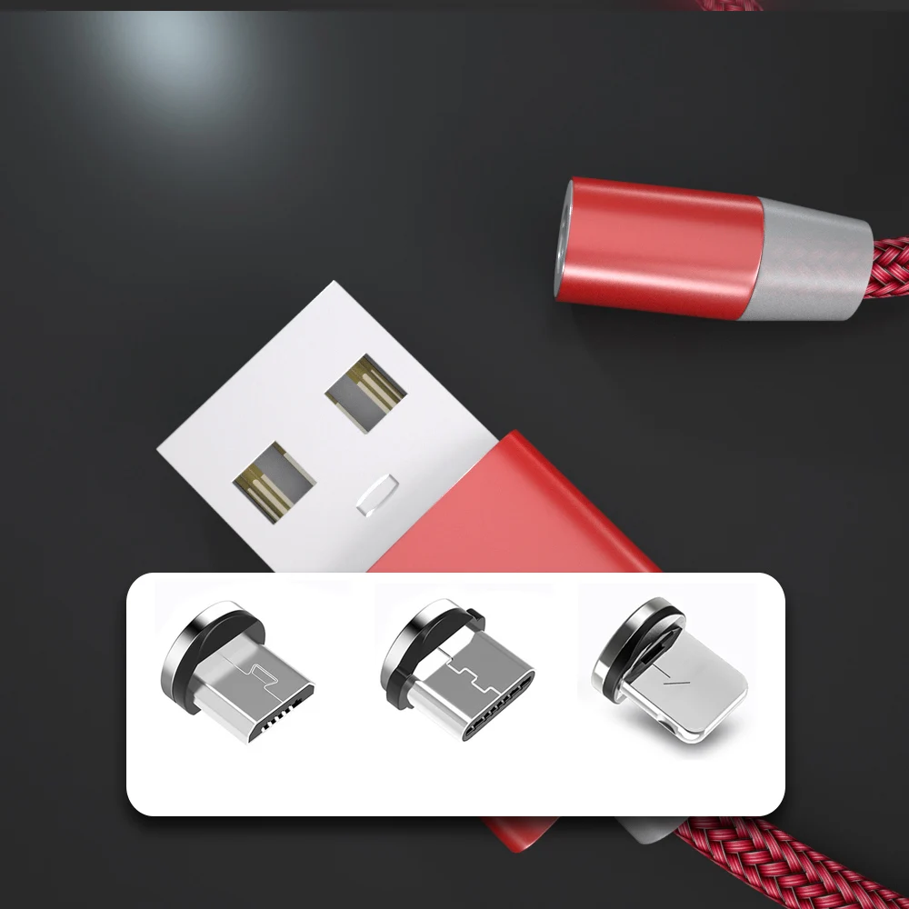 Магнитный USB кабель для быстрой зарядки мобильного телефона Micro type C Шнур для iPhone XS XR 8 7 samsung S10 S9 Xiaomi светящееся магнитное зарядное устройство