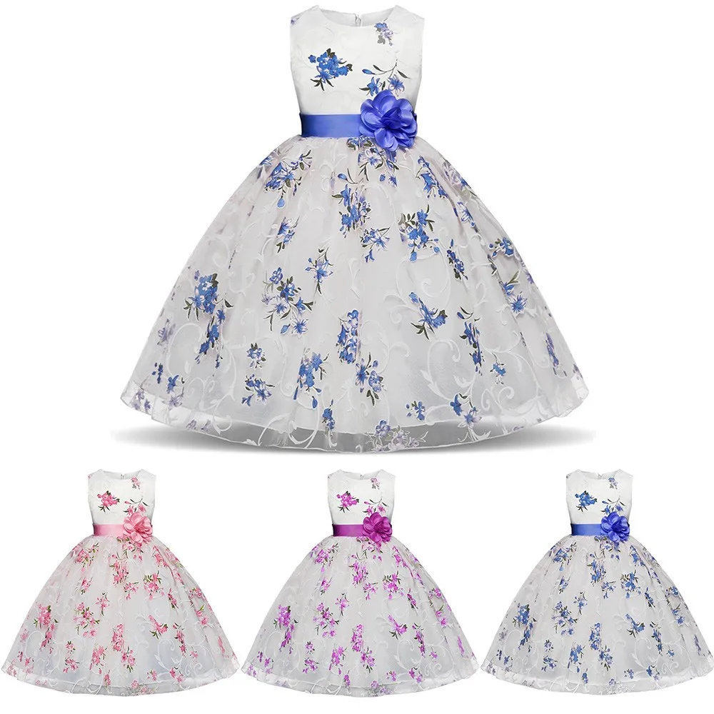 Childrens Kids teenagers Girls Dress Floral Princess Gown girls dresses for party and wedding Sleeveless Tutu | Детская одежда и