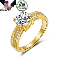 omhxzj wholesale personality fashion ol woman girl party wedding gift gold white simple aaa zircon 18kt yellow gold ring rn21