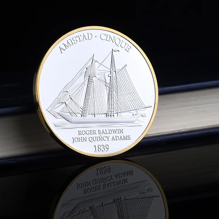 Us Civil War Challenge Coin 1839 Amistad Cinque парусная лодка монеты памятная монета|Безвалютные