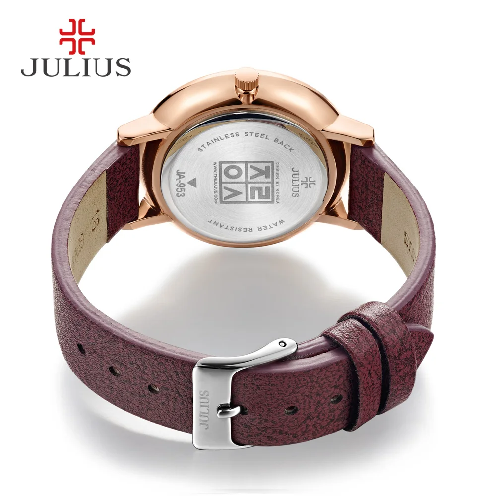 Julius JA 953 простые ультратонкие часы унисекс кожаный ремешок модный бренд логотип
