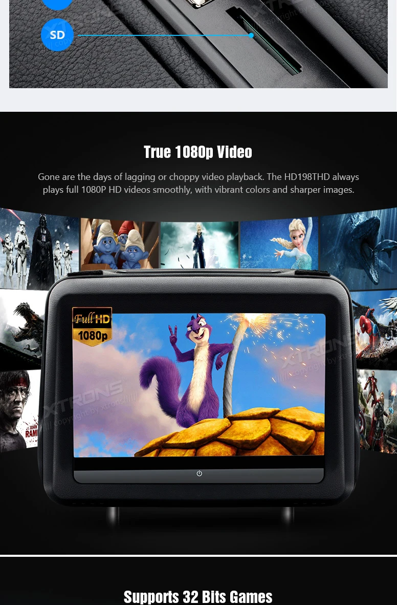 10," сенсорный экран универсальный HDMI 1080P Автомобильный подголовник dvd-плеер Подушка монитор кожаный чехол динамик IR FM USB SD заднее сиденье видео