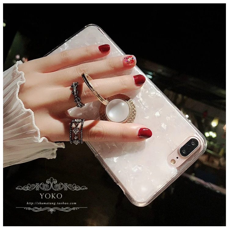 Жемчужный чехол для телефона из горного хрусталя iPhone 6 6S Pearl Ring Поддержка Kickstand