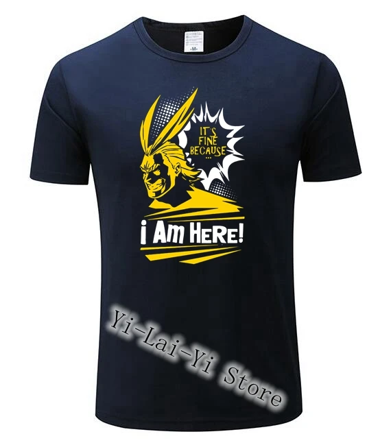Я здесь! Мужская футболка с надписью My Hero Academy All Might 15 цветов футболки отличного