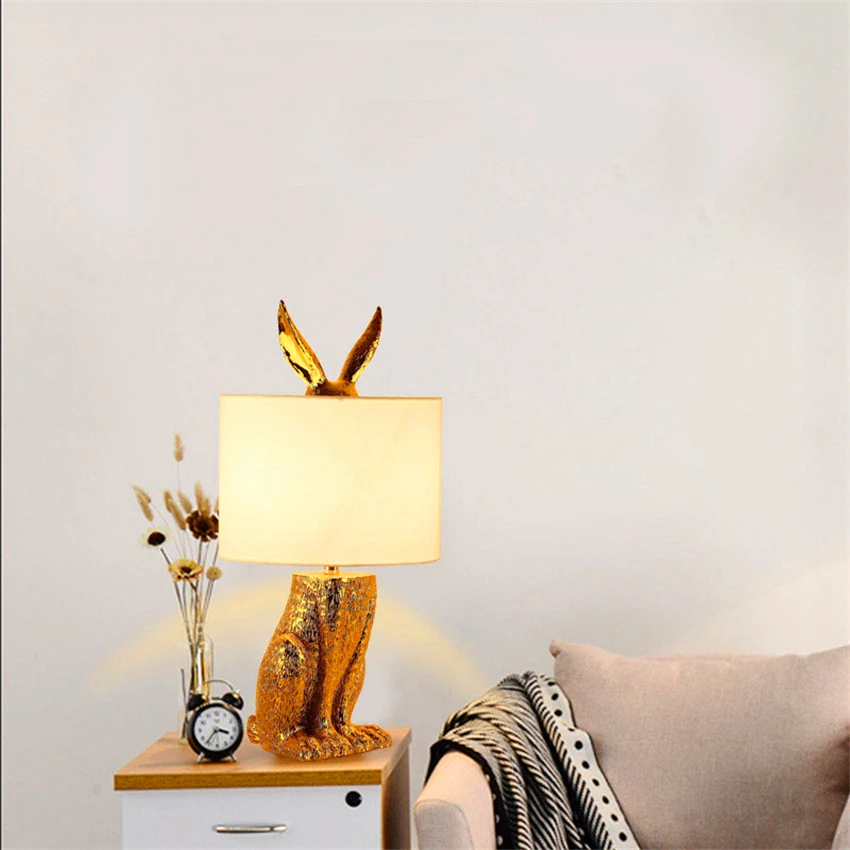 

Nordic Loft Masked Rabbit Resin Table Light Modern Led Desk Light Bedroom Bedside Study Restaurant Decorative Table Lamp