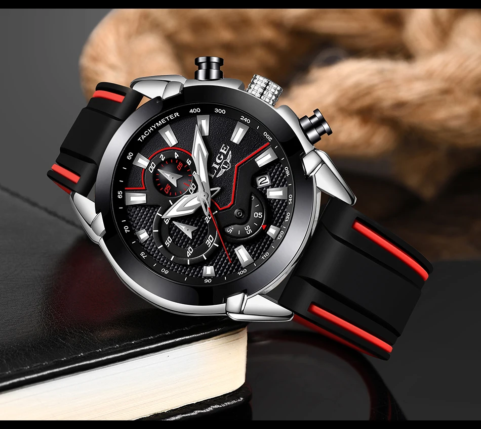 Reloj hombre LIGE модные деловые мужские часы лучший бренд роскошный силиконовый ремешок Спортивные кварцевые часы мужские военные хронограф