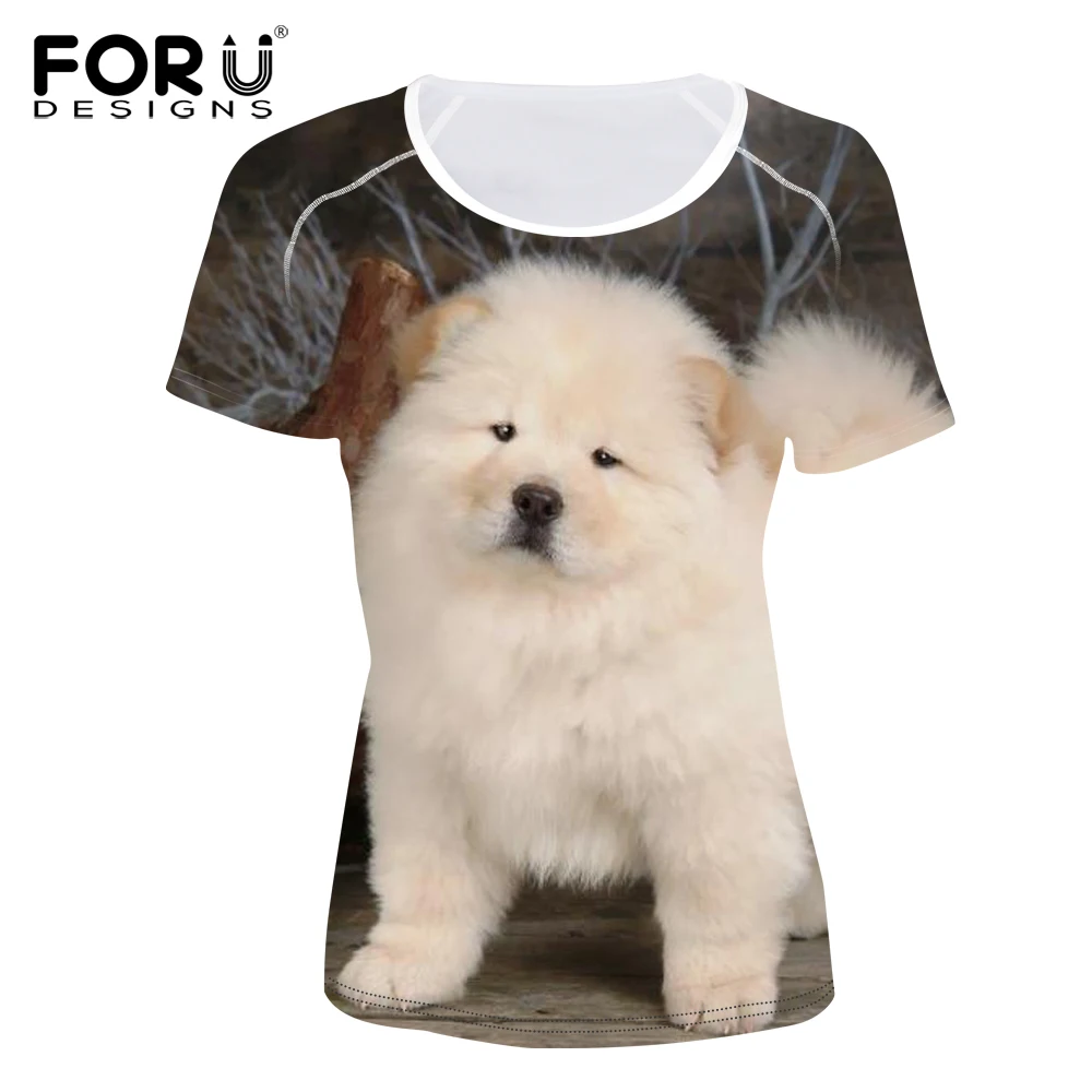 FORUDESIGNS/Kawaii 3D футболка с рисунком собаки женская брендовая дизайнерская летняя