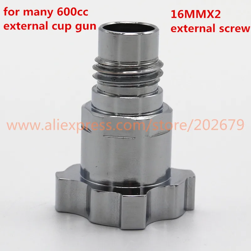 16X2 external all Spray gun connector PPS spray gun cup adapter pot joints 16X1.5 14X1 G3/8 for spray gun disposable measuring cup - Цвет: 16X2 external