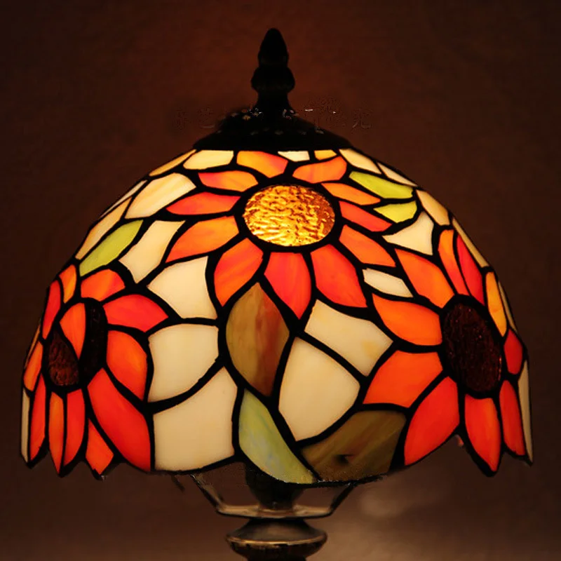 Винтажные настольные лампы для спальни Tiffany Sunflower прикроватные из смолы детские