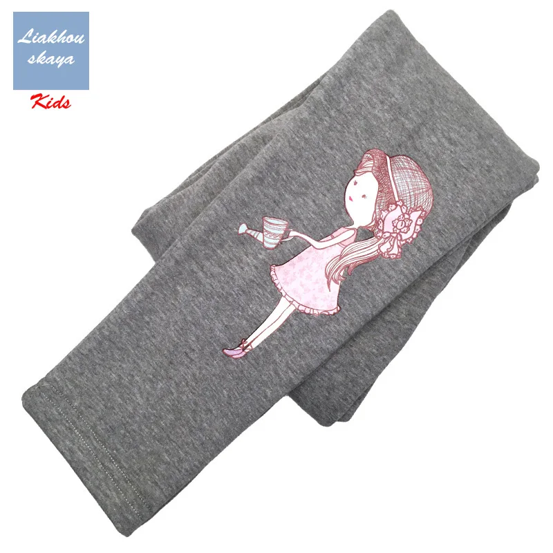 Little Gray Girl Liakhouskaya/ г.; Зимние флисовые леггинсы для девочек; Детские теплые бархатные брюки; плотные теплые брюки; узкие брюки-карандаш - Цвет: Little Gray Girl