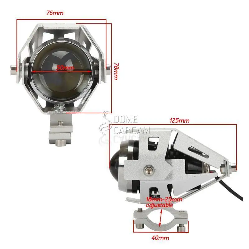 

Silver Motorcycle 125W U5 LED Driving Fog Head Spot Light Lamp Headlight