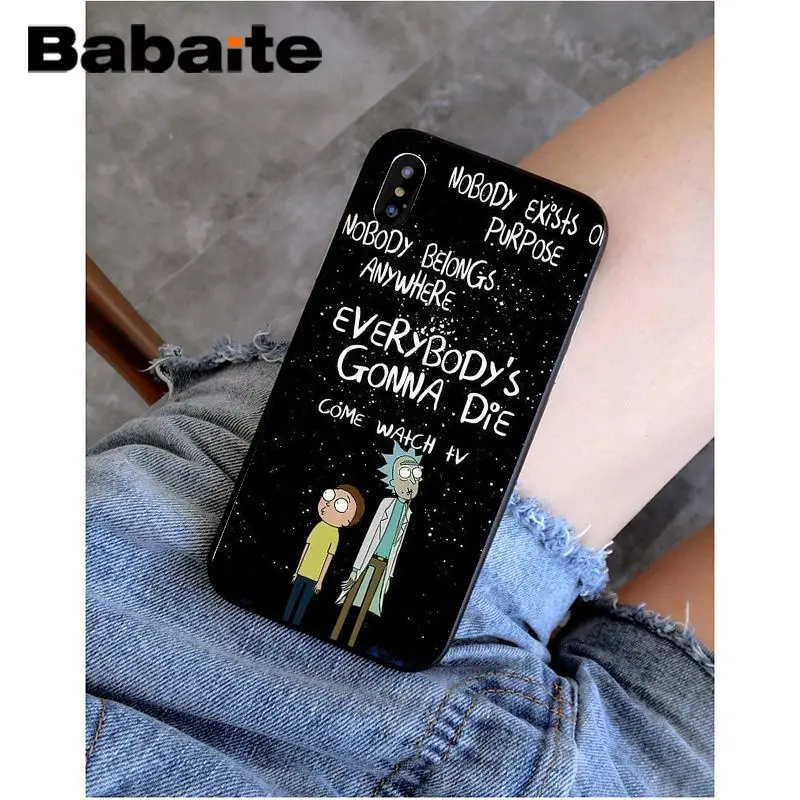 Babaite Рик и Морти смешной мультфильм печати DIY высокий-протектор на конце чехол для iPhone 8 7 6 6S Plus 5 5S SE XR X XS MAX Coque Shell - Цвет: A2
