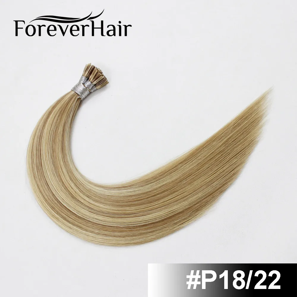 FOREVER HAIR Remy Предварительно скрепленные волосы для наращивания 0,8 г/локон 1" 18" 2" наконечник кератиновой палочки прямые европейские Горячие сплавляемые волосы 50 шт - Цвет: P18/22