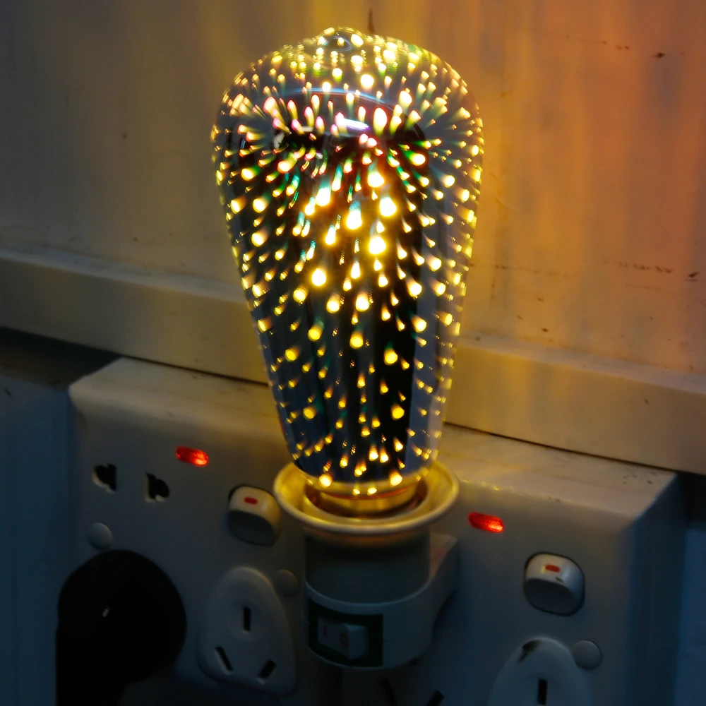 E27 LED Fireworks Effect Night Light G125 G95 G80 ST64 A60 3D Star Decorative Edison Bulb Lamp Party Holiday Christmas Ligh | Освещение