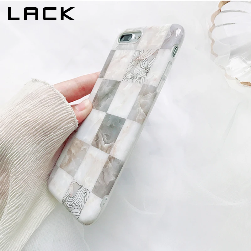 LACK Retro Marble Flowers Phone Case For iphone 6S X 6 7 8 Plus Luxury Soft IMD Cover Fashion Geometric Cases |