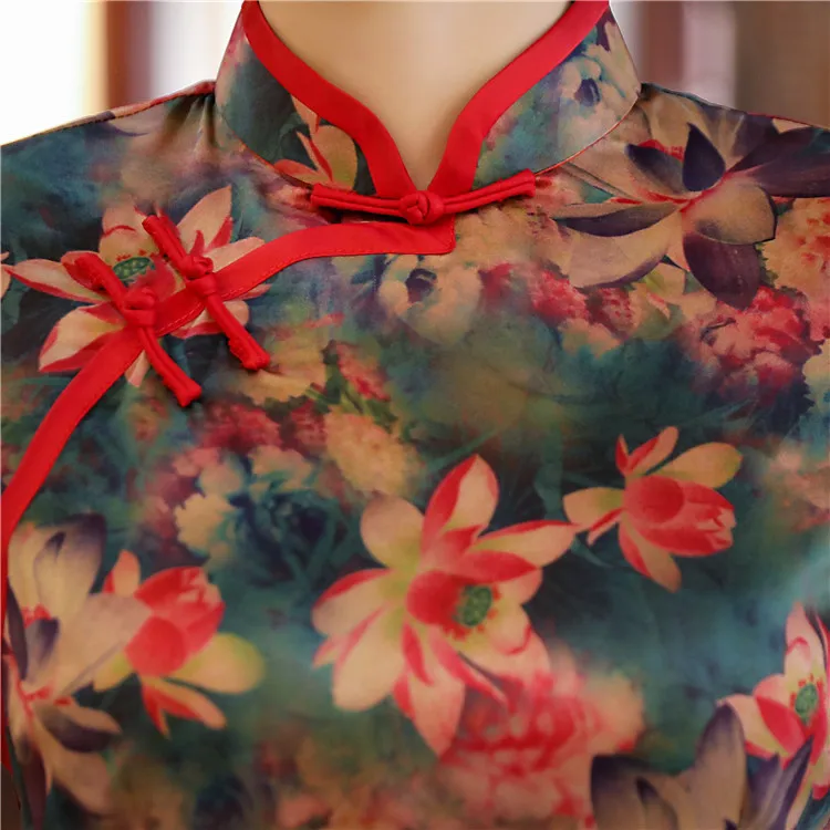 

New Summer Womens Blouse Skirt Sets Traditional Chinese 2pc Shirt Mandarin Collar Cheongsam Button Dress Size S-XXXL 9964