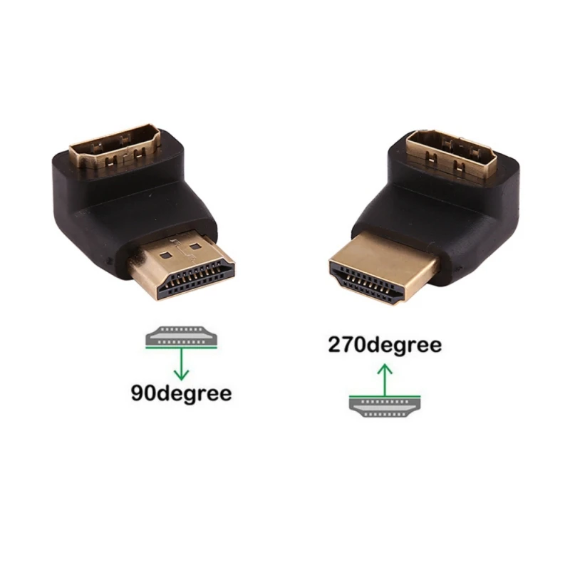 2 шт. HDMI Кабельные адаптеры конвертеры 270/90 градусов угол папа к hdmi Женский для 1080P